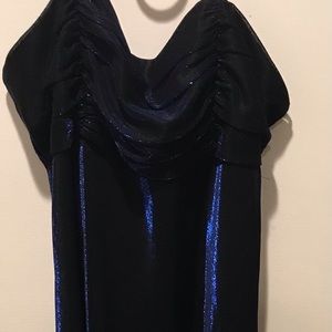 Be Smart Long blue straight down sparkly prom dress strapless